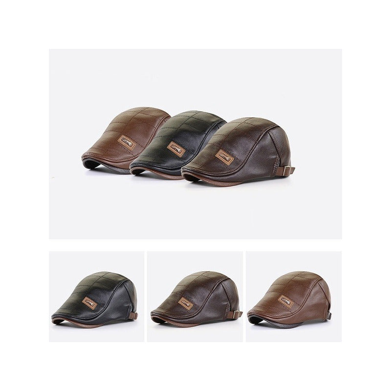 Gorra Boina De Hombre Ajustable De Cuero Pu Jamont Mod. Euro