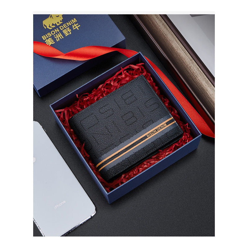 Billetera Cuero Genuino Bison Denim Protec Rfid Mod Limit