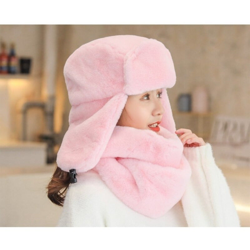 Set Gorro Más Bufanda Algodón De Mujer Cálido Invierno