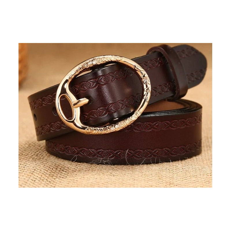 Cinturón Tradicional Mujer Cuero Genuino Lfmb Mod Óvalo