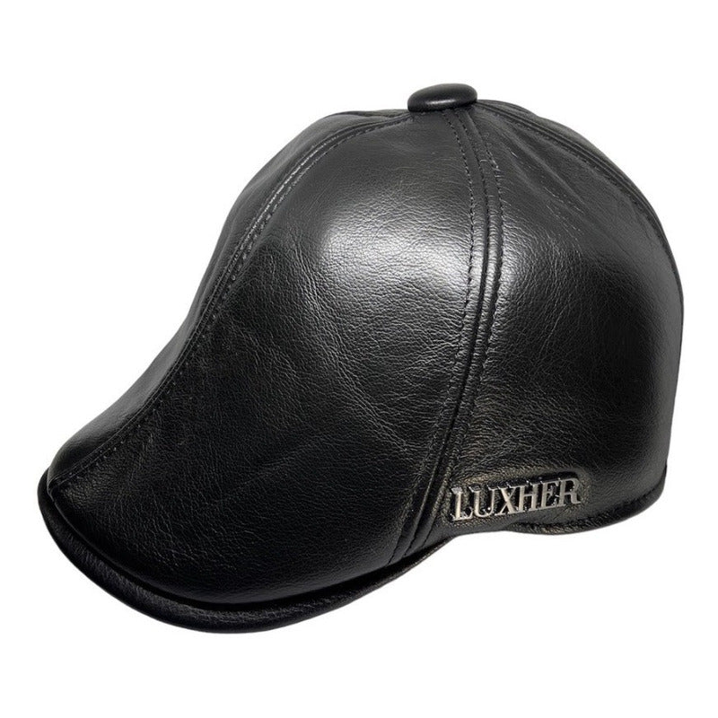 Boina De Cuero Genuino Gorro Lujo Luxher Mod. Paris