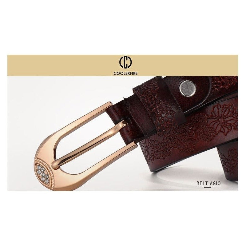 Cinturón Mujer Cuero Genuino Coolerfire Mod. Flower
