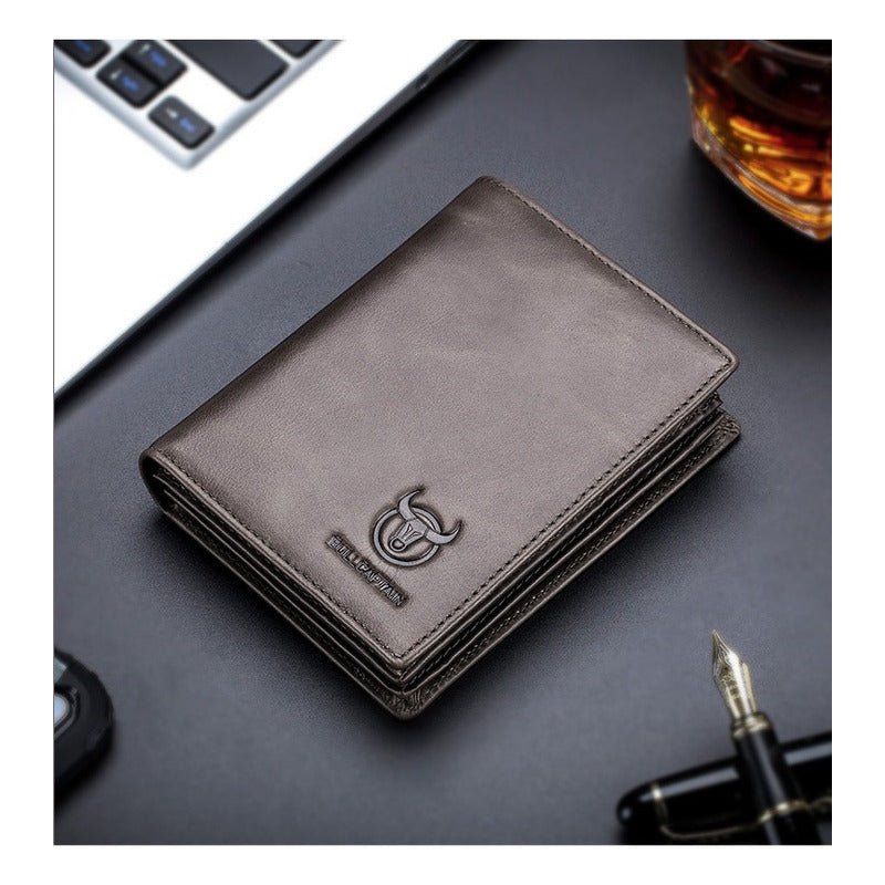 Billetera Cuero Genuino Bull Captain Protec Rfid Mod Spare
