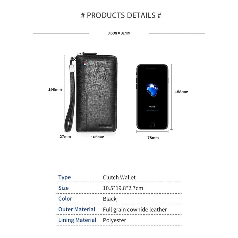 Chequera Gruesa Cuero Genuino Lujo Bison Denim Mod. Acordeon