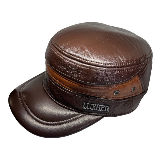 Gorro Jockey De Cuero Genuino Lujo Luxher Mod. Moscú