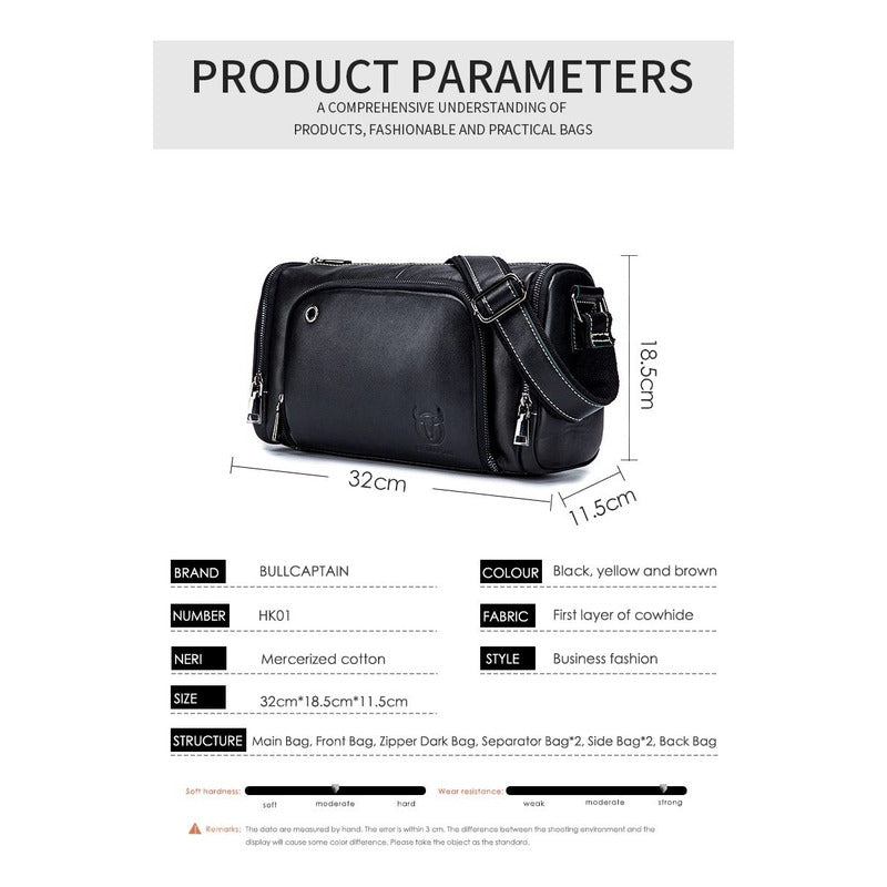 Bolso/bandolera Cuero Genuino Bull Captain Mod. Deportivo