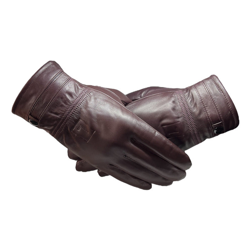 Guantes Invierno Luxher De Hombre Cuero De Oveja Mod Granate