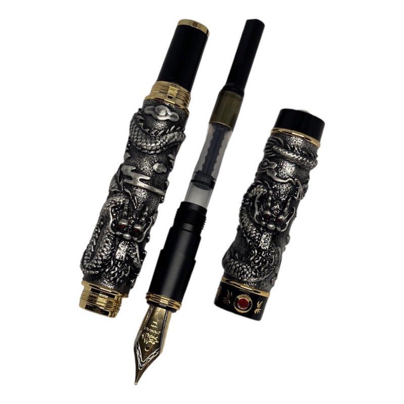 Pluma Estilográfica Texturizada Lujo Jinhao Mod Dragón Rubí