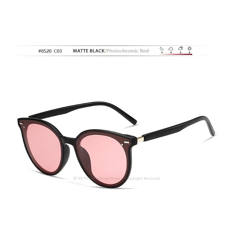 Lentes De Sol Polarizados Veithdia Protec Uv400 Mod Cat Lente Rosa Varilla Negro Armazón Negro