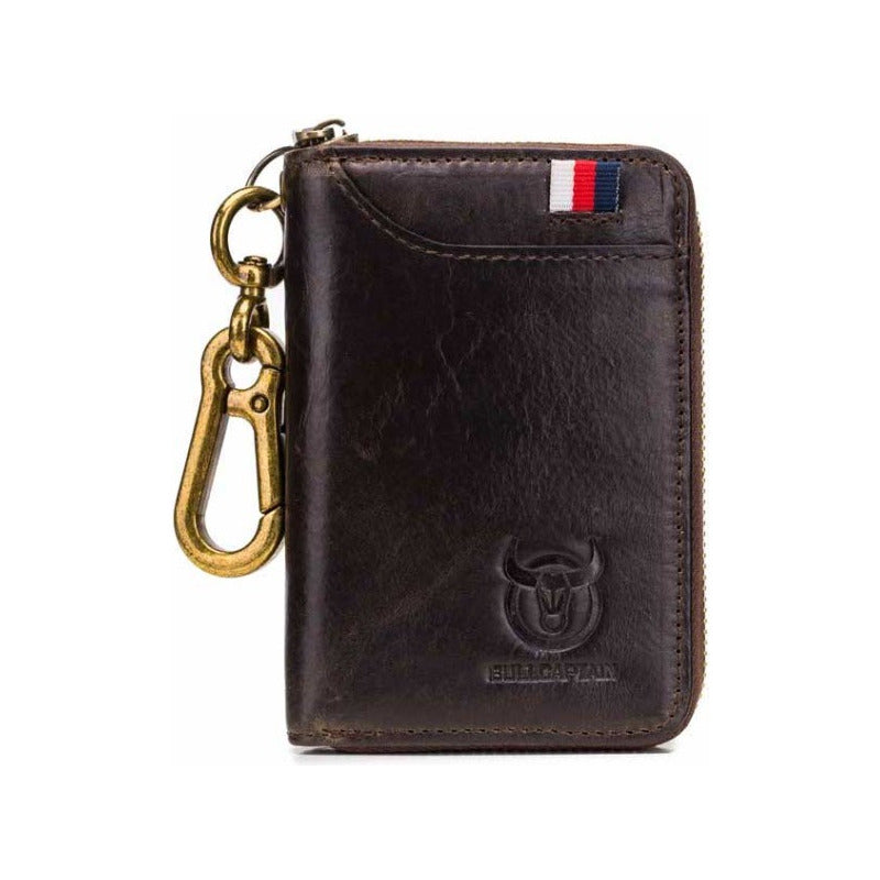 Llavero Billetera Cuero Protec Rfid Bull Captain Mod Grand Color Marrón Oscuro Liso