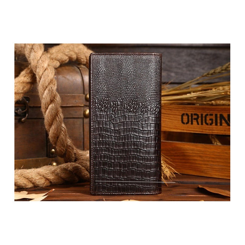 Chequera Delgada Texturizada De Cuero Genuino Mod. Kroc