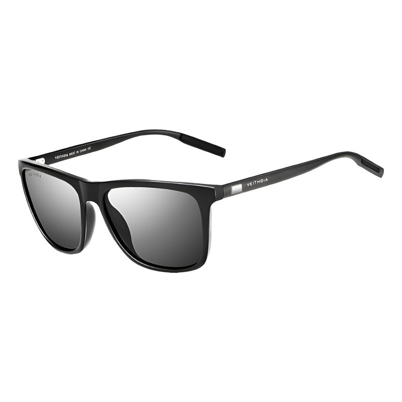 Lentes De Sol Polarizados Veithdia Protec Uv400 Mod Clásico Lente Negro Varilla Negro Armazón Negro
