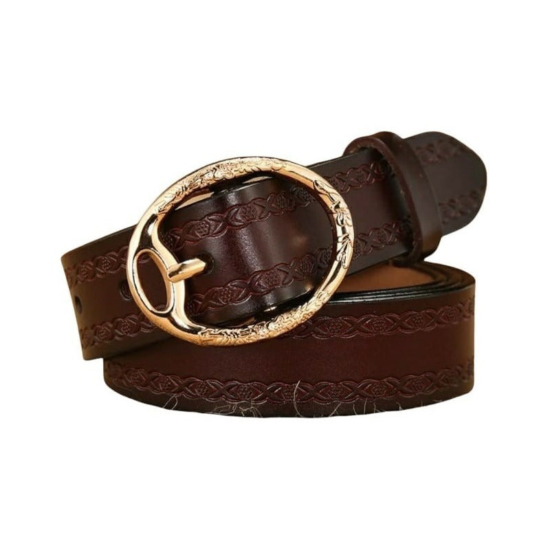 Cinturón Tradicional Mujer Cuero Genuino Lfmb Mod Óvalo