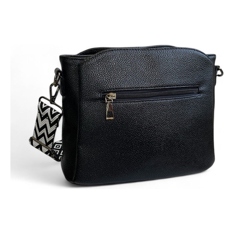 Cartera Bandolera Luxher Moda Elegante Eco Cuero Mod. Lima Color Negro