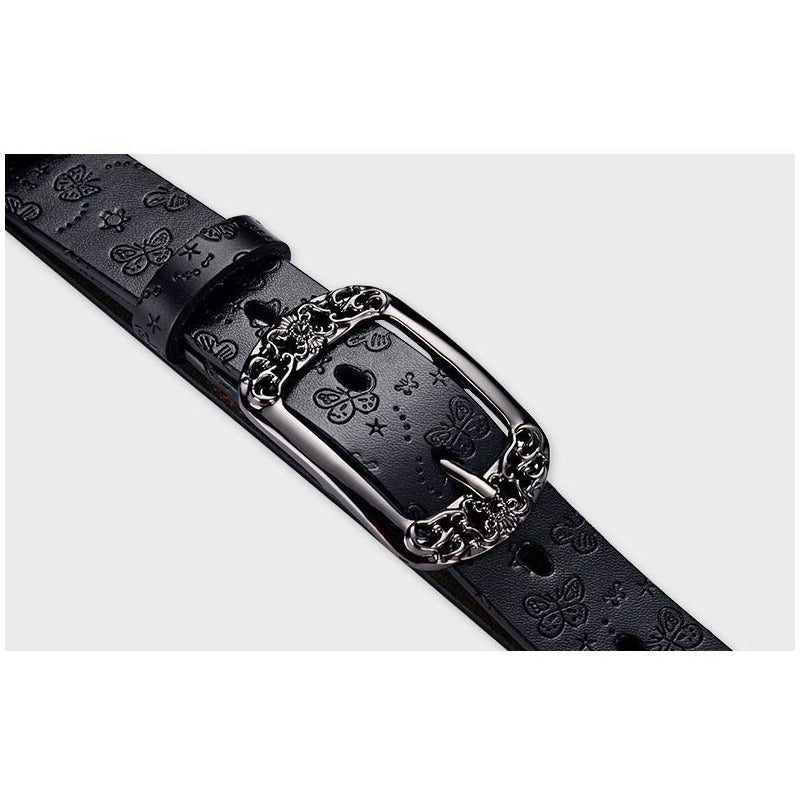 Cinturón Tradicional Mujer Cuero Genuino Lfmb Mod Mariposa