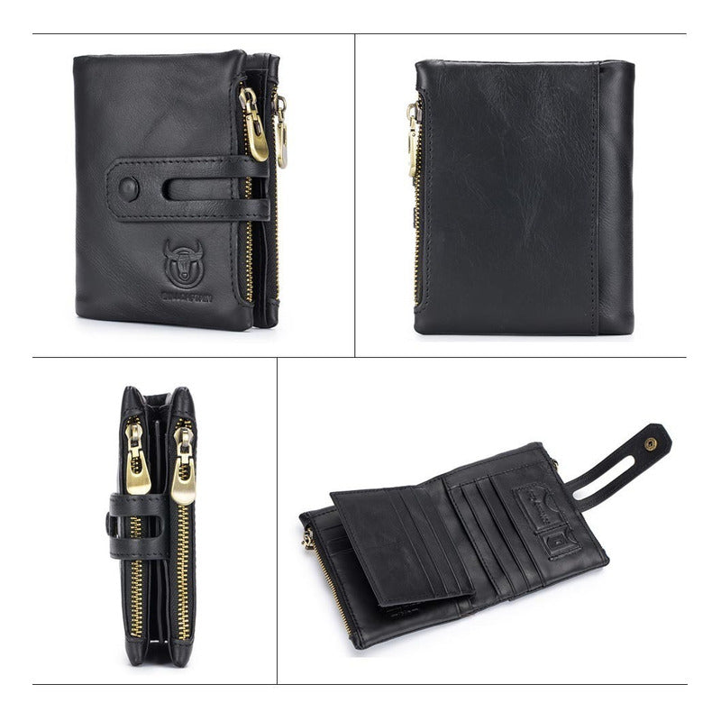 Billetera Hombre Cuero Genuino Lujo Bull Captain Mod Beast