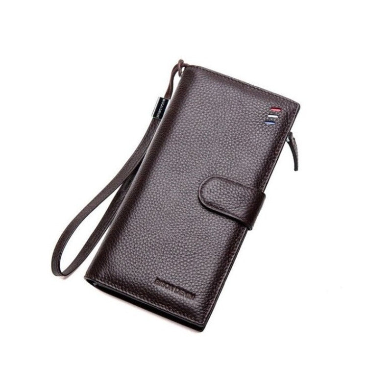 Chequera Gruesa De Cuero Genuino Lujo Bison Denim Mod. Gross