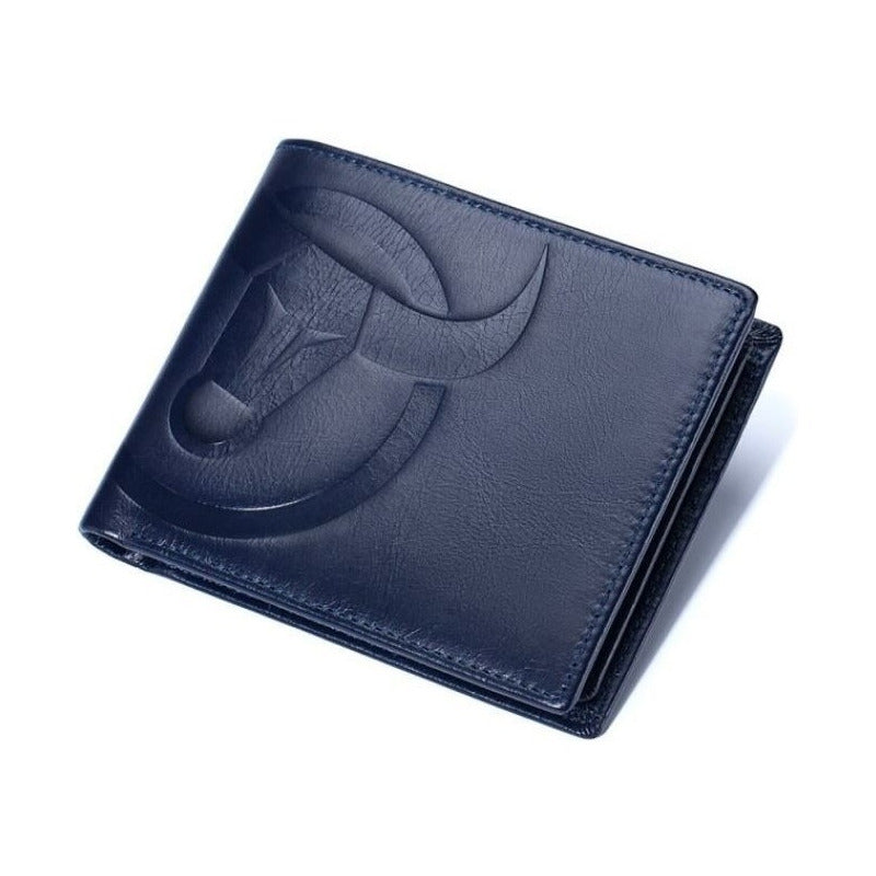 Billetera Hombre Cuero Genuino Lujo Bull Captain Mod. Animal