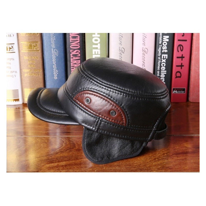 Gorro Jockey Cuero Genuino Lujo Estilo Militar Mod. Twol Color Negro Talla 55-60 Cm (ajustable)