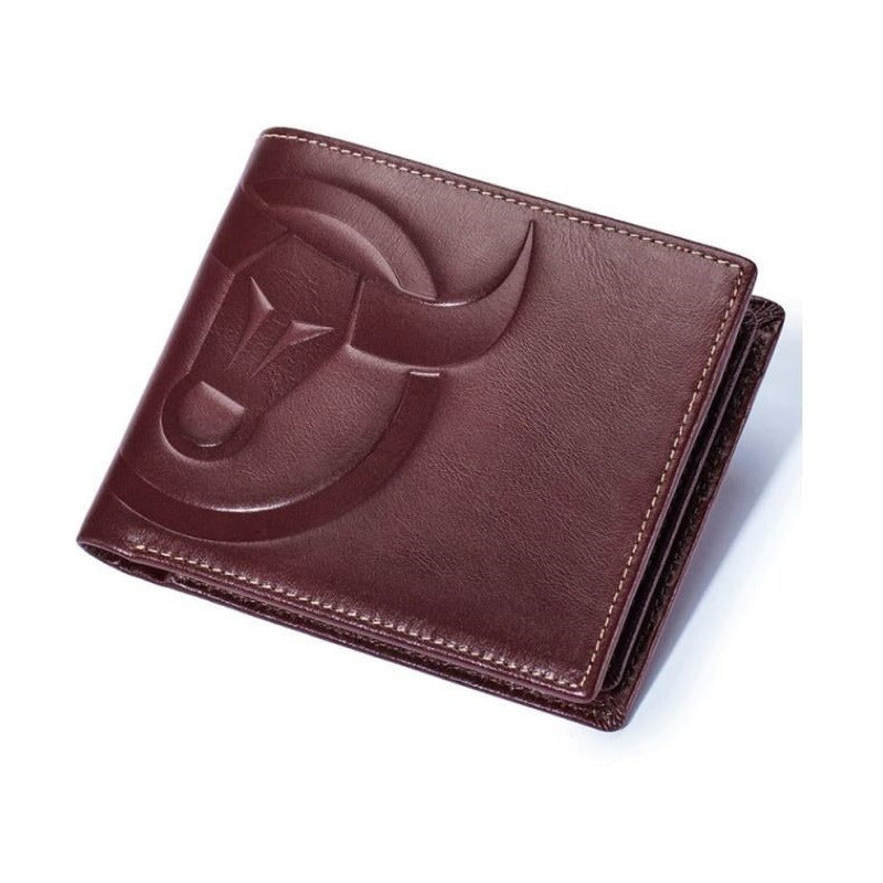 Billetera Hombre Cuero Genuino Lujo Bull Captain Mod. Animal