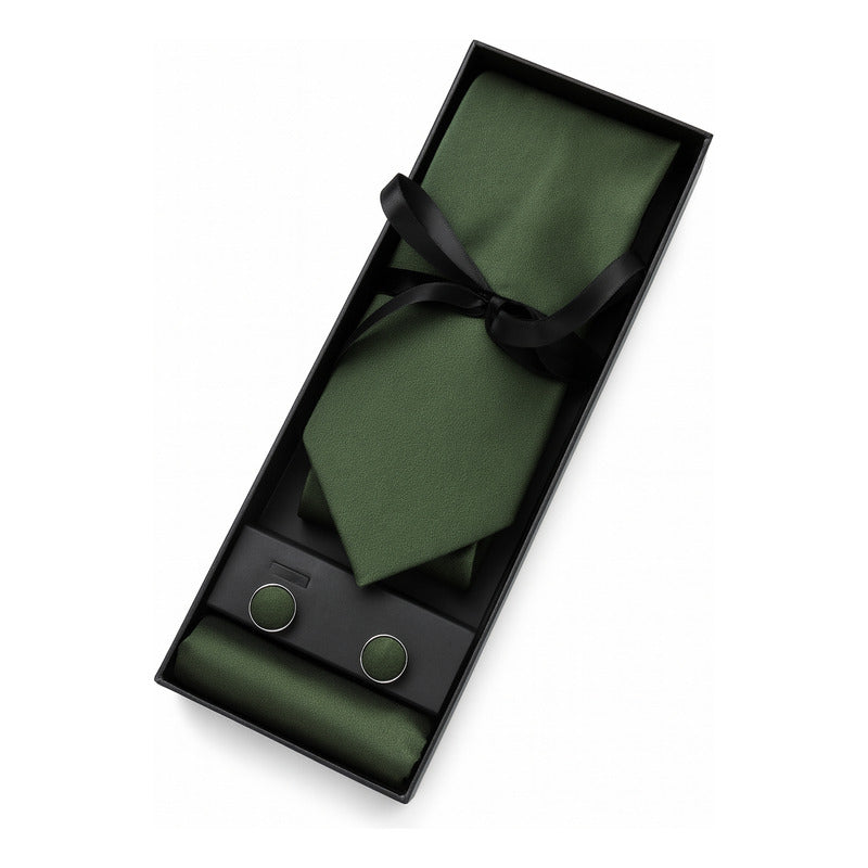 Set Corbata, Pañuelo Y Colleras Seda Luxher Mod Elegance