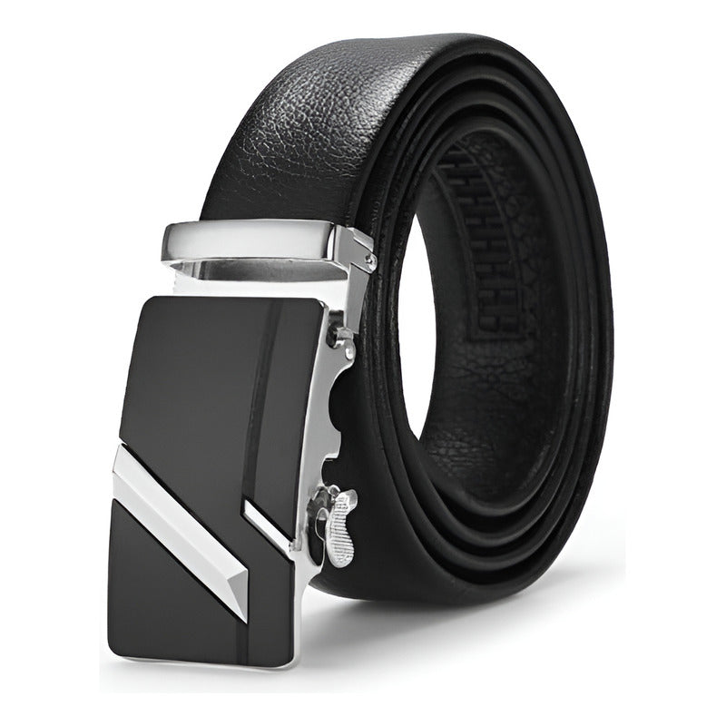 Cinturón Cuero Hebilla Automática Ajustable Lfmb Mod Oblicuo