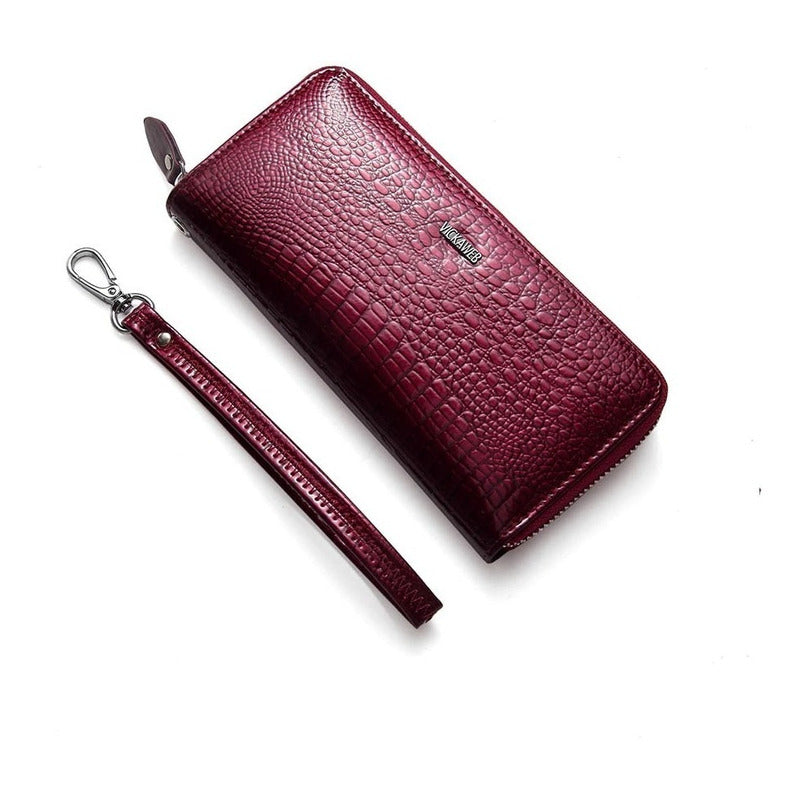 Billetera Larga Mujer Fiesta Cuero Genuino Mod. Green