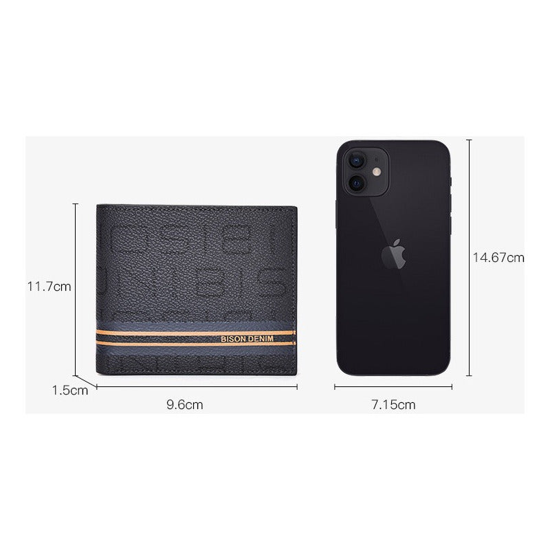 Billetera Cuero Genuino Bison Denim Protec Rfid Mod Limit