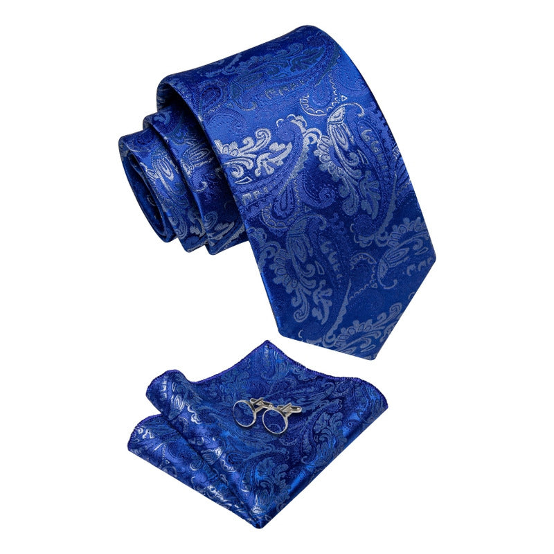 Set Corbata, Pañuelo Y Colleras Seda Lujo Luxher Mod Floral