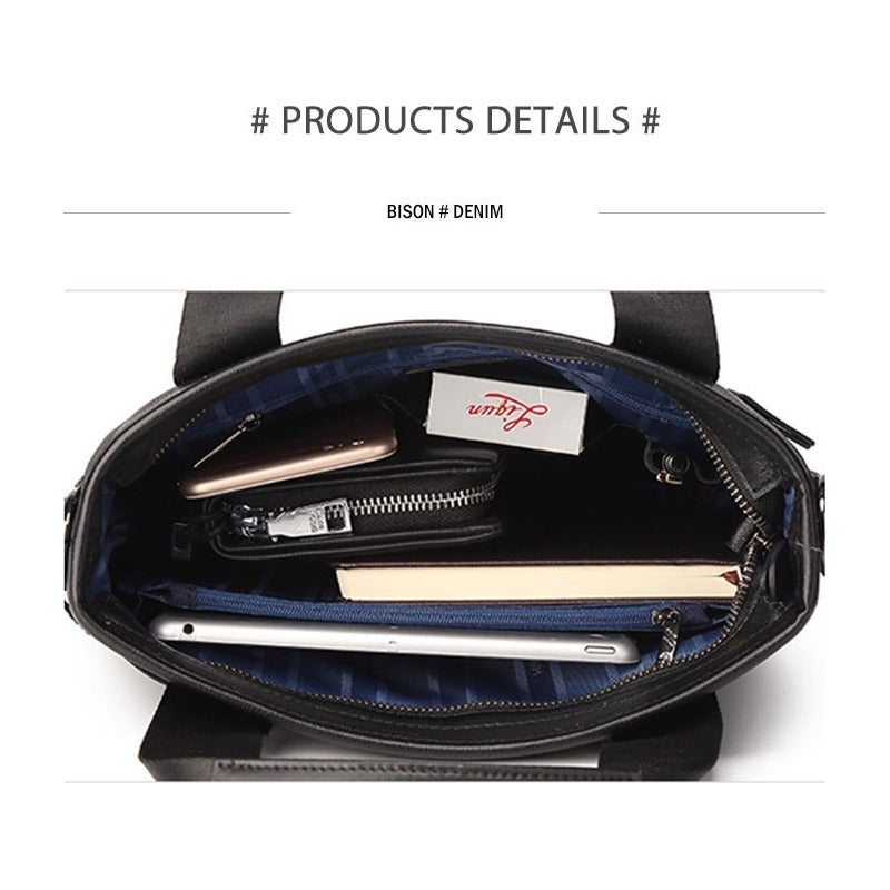 Bolso Bandolera Cuero Genuino Lujo Bison Denim Mod Corner