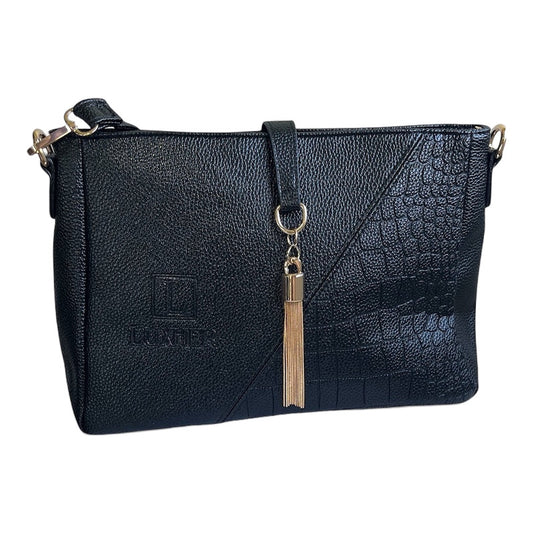 Cartera Bandolera Luxher Moda Elegante Eco Cuero Mod Londres Color Negro
