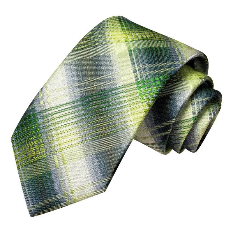 Set Corbata, Pañuelo Y Colleras Seda Lujo Hi-tie Mod Cuadros