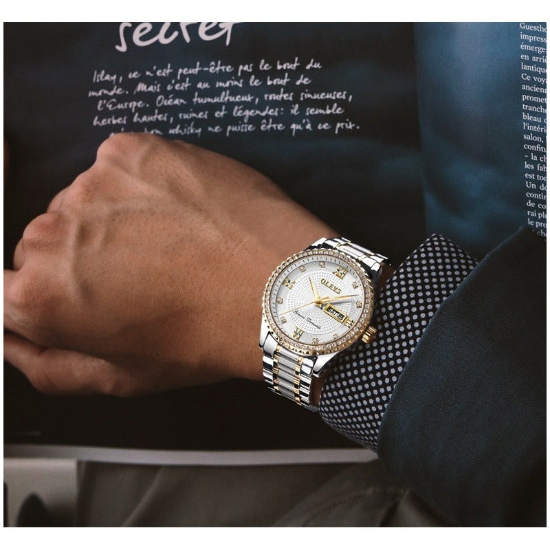 Reloj De Lujo Hombre Olevs Cuarzo Correa Acero Mod. Stones