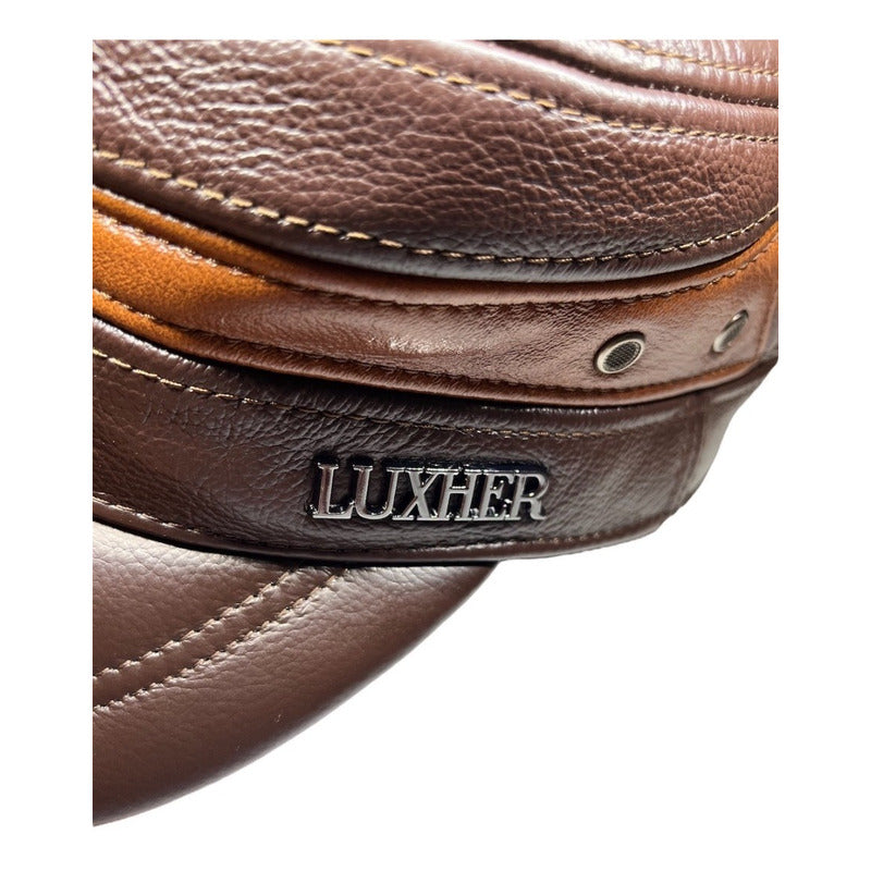 Gorro Jockey De Cuero Genuino Lujo Luxher Mod. Moscú