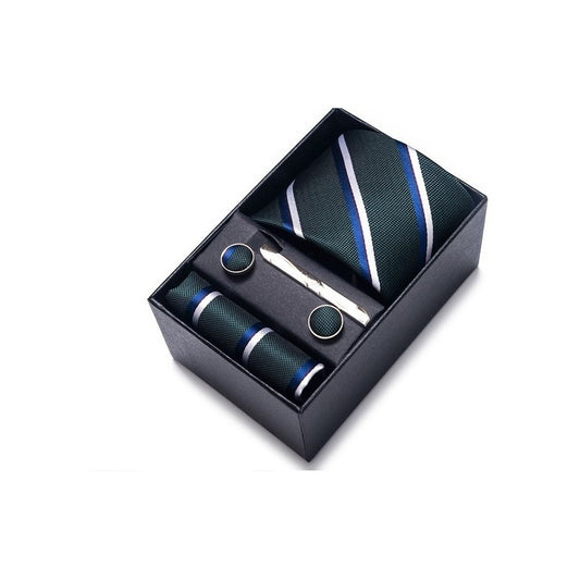 Set Corbata, Pañuelo Y Colleras Seda Lujo Joy Alice Líneas