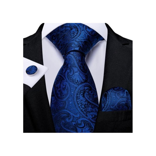 Set Corbata, Pañuelo Y Colleras Seda Lujo Hi-tie Mod. Flores