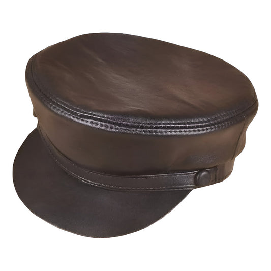 Gorra Mujer Boina Cuero Genuino Piel De Oveja Mod. Point