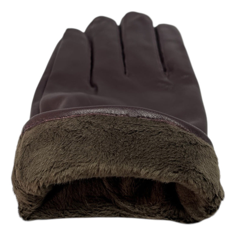 Guantes Invierno Luxher De Hombre Cuero De Oveja Mod Granate