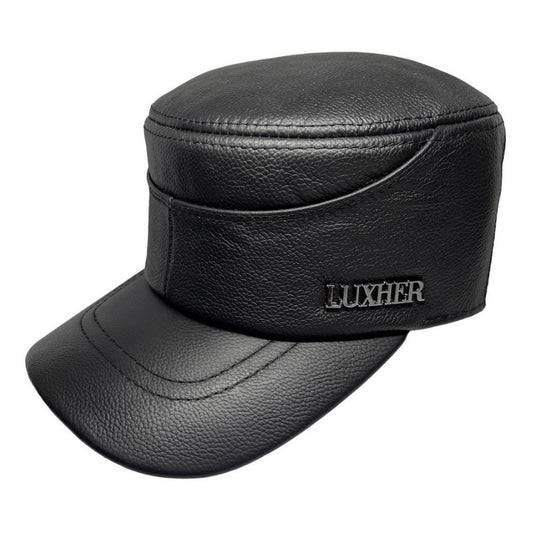 Gorro Unisex Jockey De Cuero Genuino Lujo Luxher Mod. Berlín Color Negro Talla 59-60 Cm
