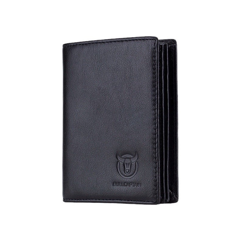 Billetera Cuero Genuino Bull Captain Protec Rfid Mod Spare Color Negro