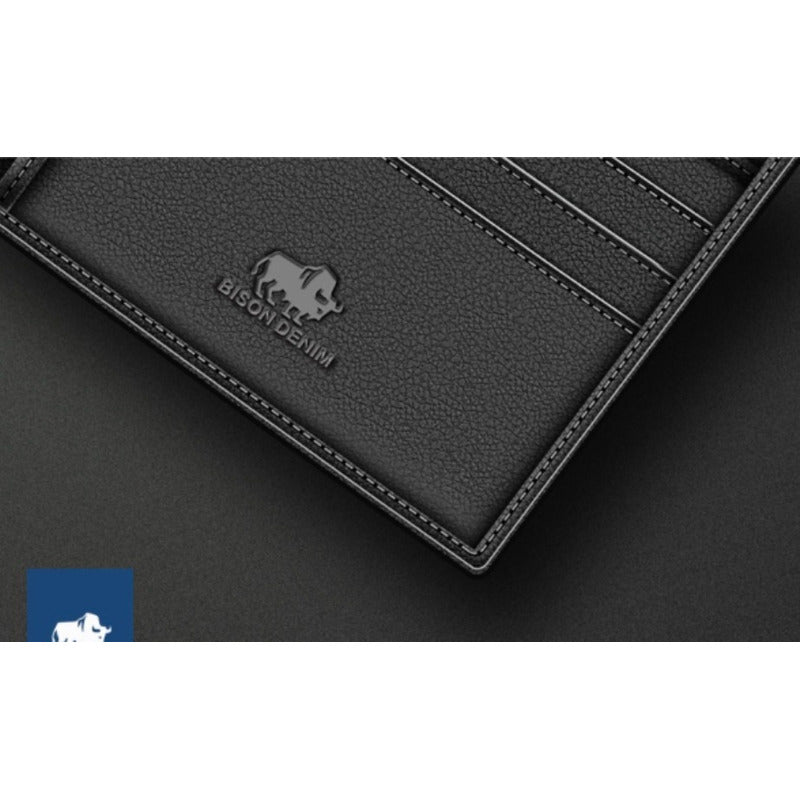 Billetera Cuero Genuino Lujo Bisom Denim