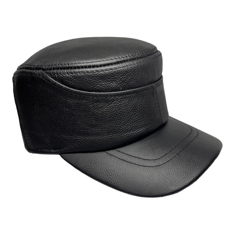 Gorro Unisex Jockey De Cuero Genuino Lujo Luxher Mod. Berlín