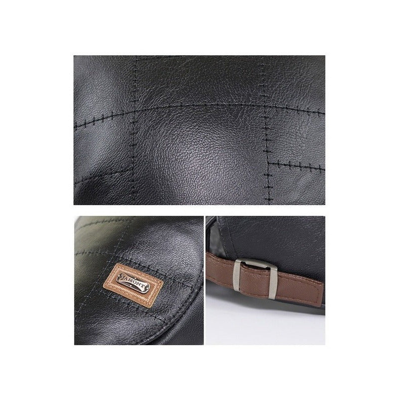 Gorra Boina De Hombre Ajustable De Cuero Pu Jamont Mod. Euro