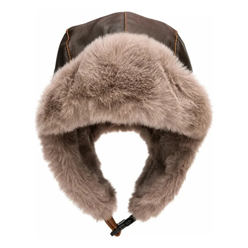Gorro Ruso Luxher Eco Cuero Térmico Invierno Glacial Marrón Talla Unica (58-60 Cm) Lisa