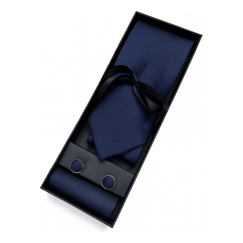 Set Corbata, Pañuelo Y Colleras Seda Luxher Mod Elegance