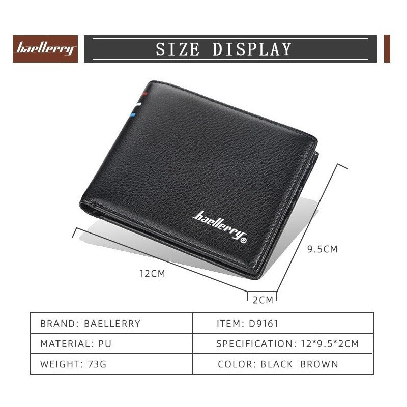 Billetera Hombre De Cuero Pu Baellerry Mod. Square Color Marrón
