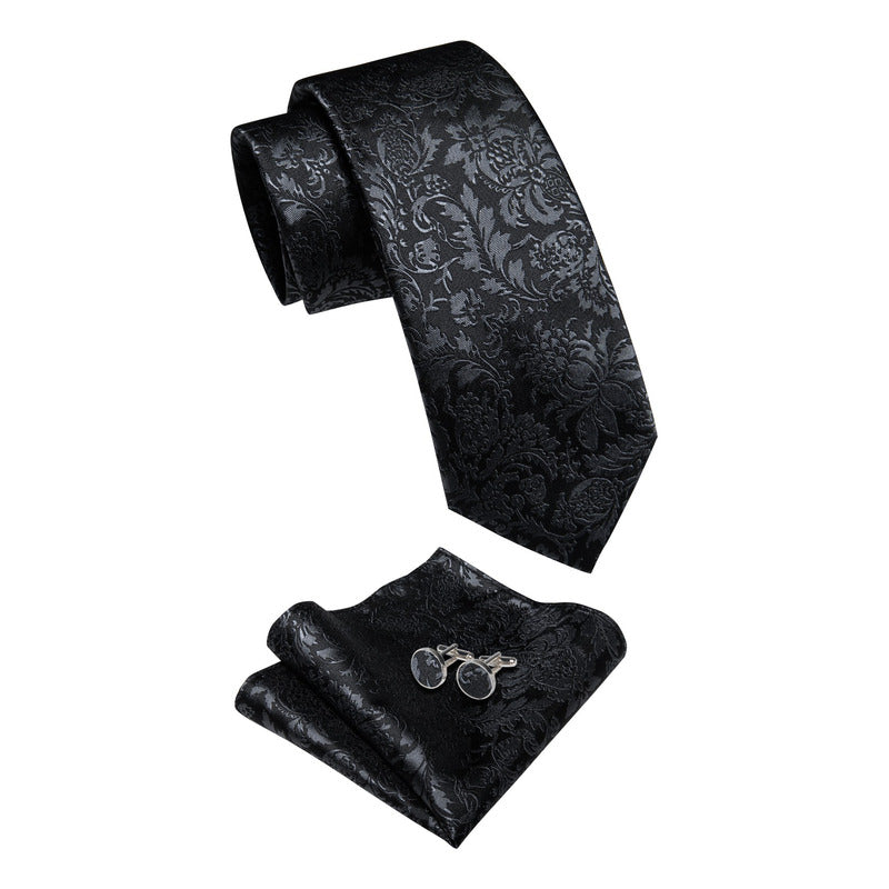 Set Corbata, Pañuelo Y Colleras Seda Lujo Luxher Mod Floral