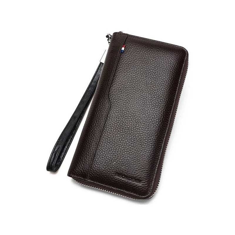 Chequera Gruesa Cuero Genuino Lujo Bison Denim Mod. Acordeon