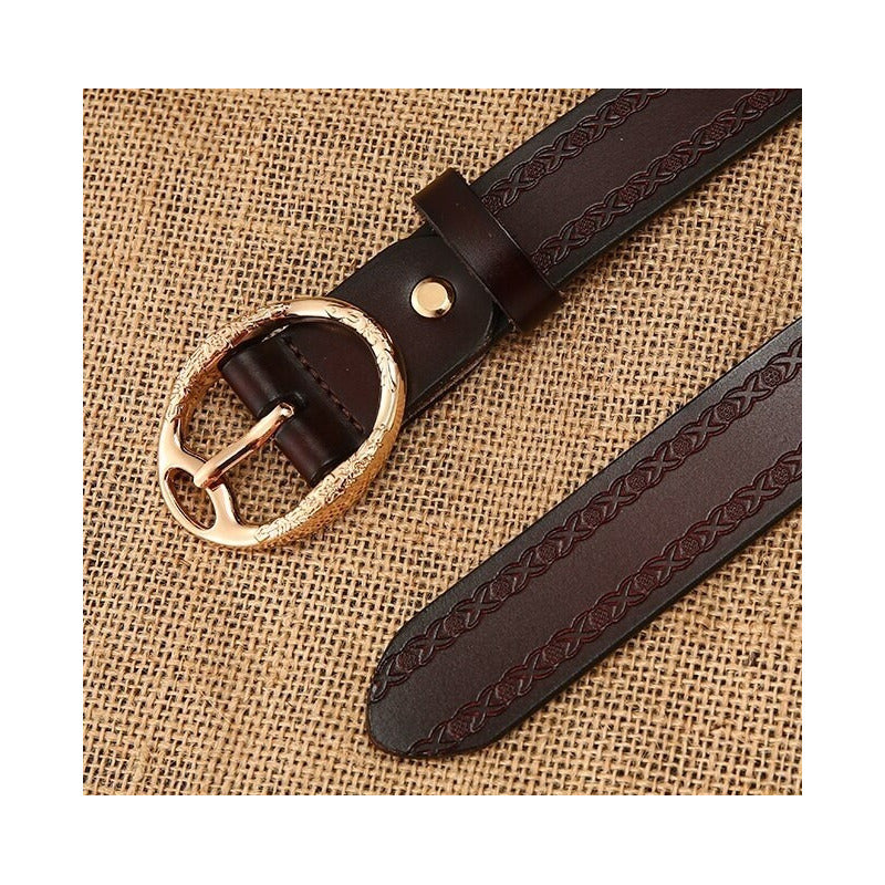 Cinturón Tradicional Mujer Cuero Genuino Lfmb Mod Óvalo