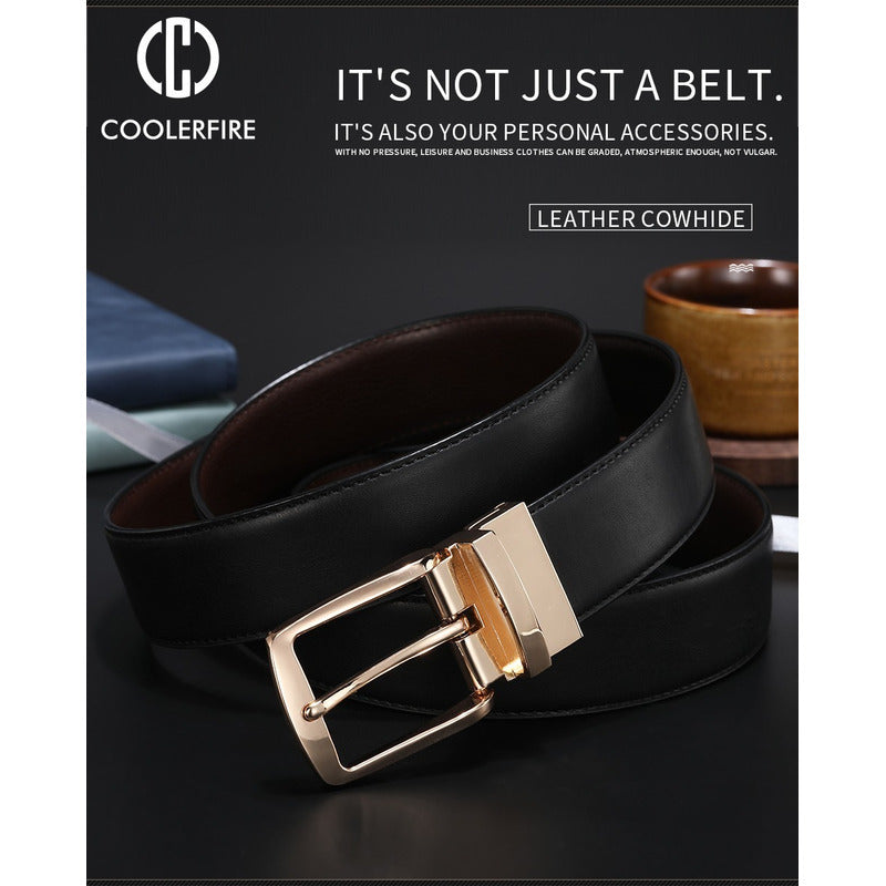 Cinturón Reversible Cuero Genuino Coolerfire Hebilla Trad.
